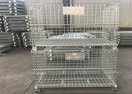 Foldable Powder Coated Wire Mesh Container 4 Door H840mm