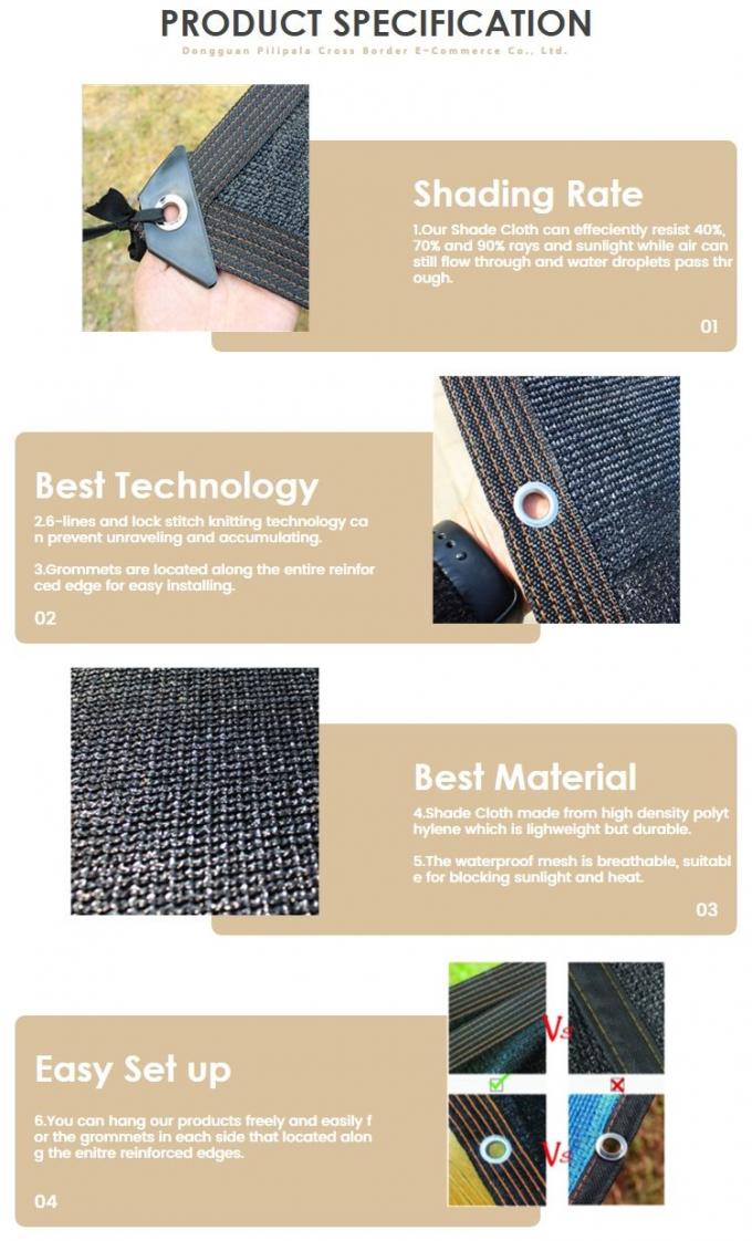 পুল বহিঃপ্রাঙ্গণের জন্য 90% রিইনফোর্সড গ্রোমেটস গ্রীনহাউস শেড কাপড় 1